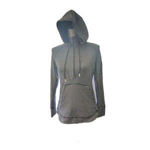Athleta Heavenly Heights‎ Blue White Striped Hooded Pullover Sweatshirt XS